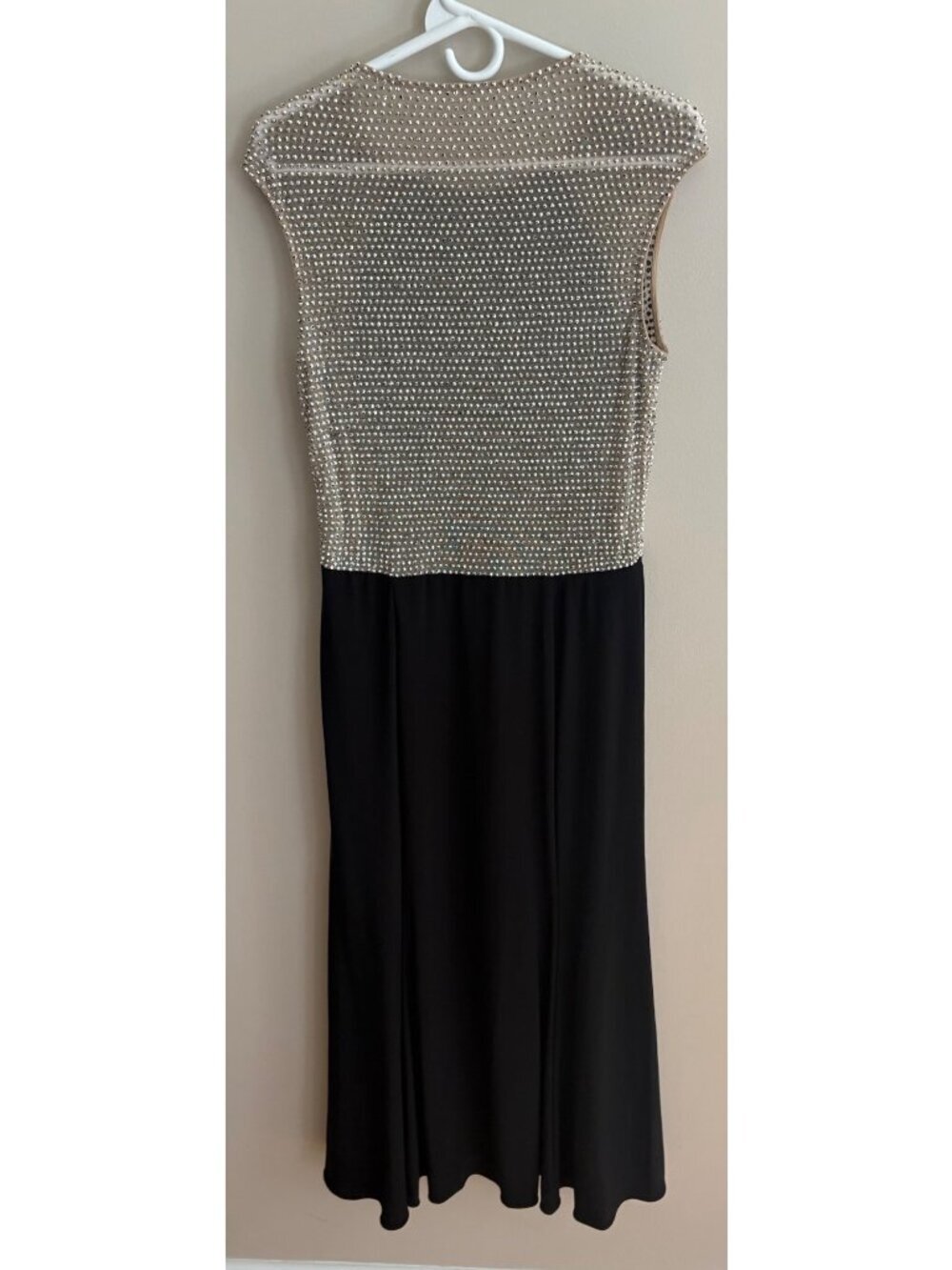 Xscape Caviar Rhinestone Illusion Gown Black Nude Formal Evening Dress Size 12 - Picture 7 of 13
